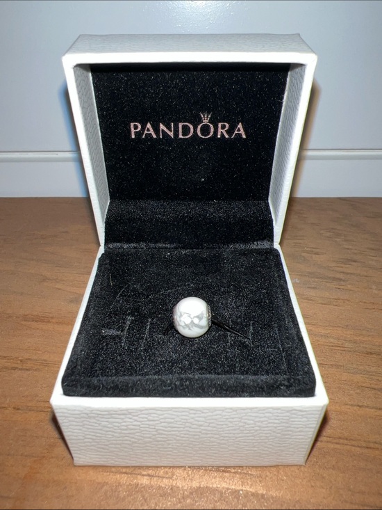 Pandora Jewelry - Pandora Authentic Retired White Marble-Effect Charm Bead